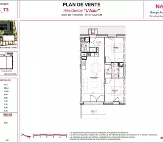 Appartement - T3 - 59m² - Illzach (68110)