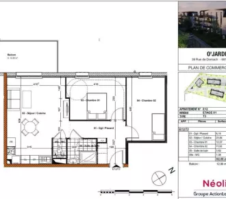 Appartement - T3 - 61m² - Pfastatt (68120)