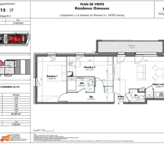 Appartement - T3 - 62m² - Cernay (68700)