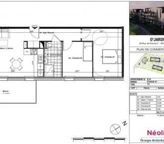 Appartement - T61 - 61m² - Pfastatt (68120)
